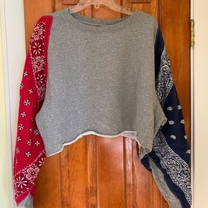 Patchwork, cropped Free People crewneck